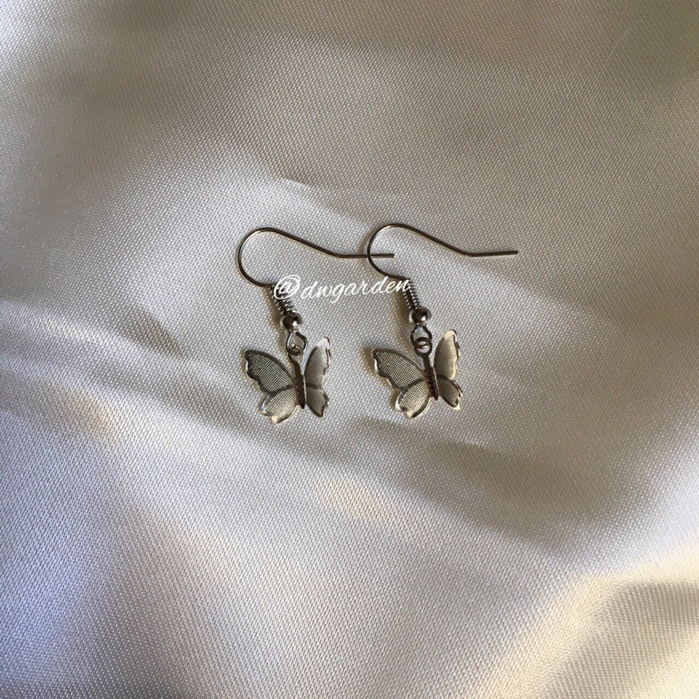 Silver Butterfly Fishhook Earrings